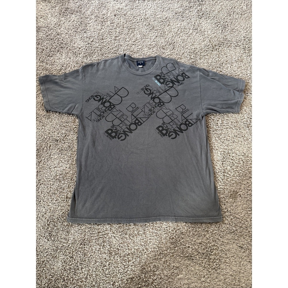 Vintage Y2K Billabong T Shirt Gray‎ Tee Mens XL Surf Skate Logo Front